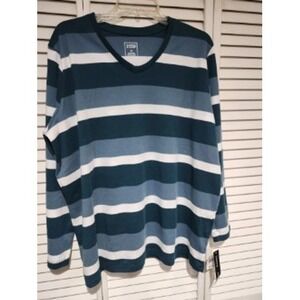 Hasting & Smith Womens 3X Long Sleeve V Neck Striped Cotton Polyester Shirt NWT